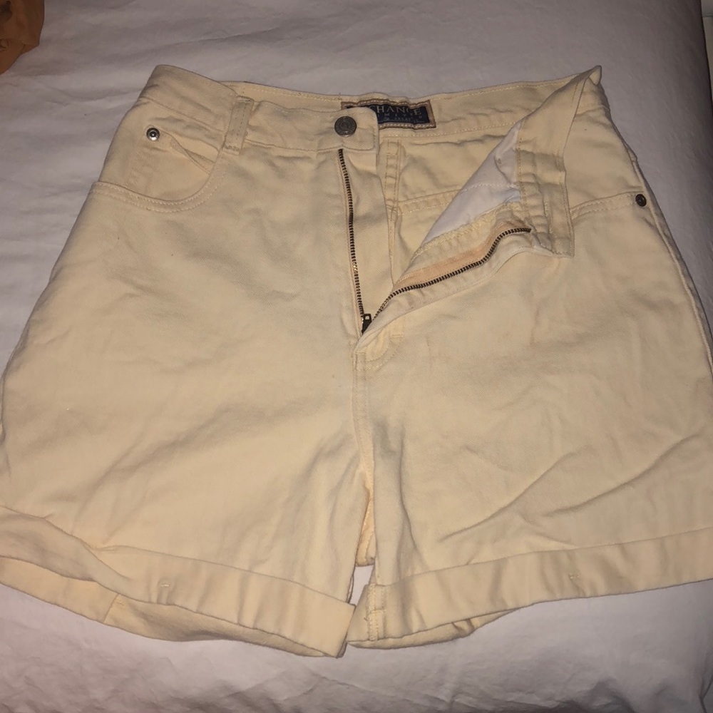 Yellow denim shorts